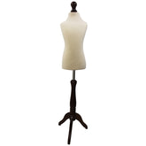 Children Kids Age 5-6 Years Tailors Dummy Mannequin, Cream Torso Bust with a Dark Wood Tripod Stand