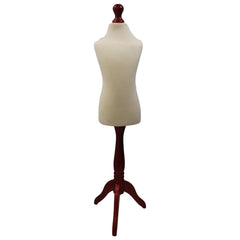 Children Kids Age 5-6 Years Tailors Dummy Mannequin, Cream Torso Bust with a Red Wood Tripod Stand