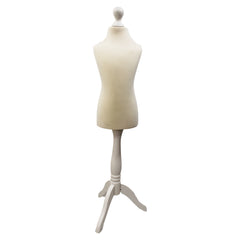 Children Kids Age 5-6 Years Tailors Dummy Mannequin, Cream Torso Bust with a White Wood Tripod Stand