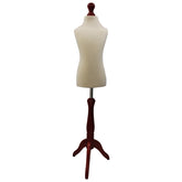 Children Kids Age 5-6 Years Tailors Dummy Mannequin, Cream Torso Bust with a Red Wood Tripod Stand