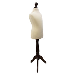 Children Kids Age 5-6 Years Tailors Dummy Mannequin, Cream Torso Bust with a Dark Wood Tripod Stand