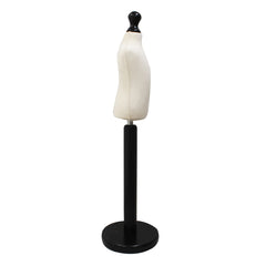 Children Kids Age 1 Year Tailors Dummy Mannequin, Cream Torso Bust with a Black Wood Round Base