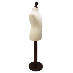 Children Kids Age 5-6 Years Tailors Dummy Mannequin, Cream Torso Bust with a Dark Wood Round Base