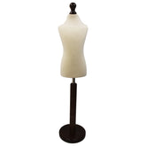 Children Kids Age 6-8 Years Tailors Dummy Mannequin, Cream Torso Bust with a Dark Wood Round Base