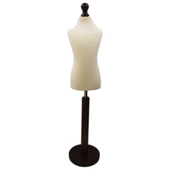 Children Kids Age 5-6 Years Tailors Dummy Mannequin, Cream Torso Bust with a Dark Wood Round Base