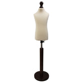 Children Kids Age 2-4 Years Tailors Dummy Mannequin, Cream Torso Bust with a Dark Wood Round Base