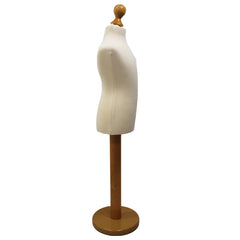 Children Kids Age 2-4 Years Tailors Dummy Mannequin, Cream Torso Bust with a Light Wood Round Base