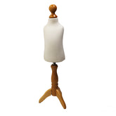 Children Kids Age 1 Tailors Dummy Mannequin, Cream Torso Bust with a Light Wood Tripod Stand