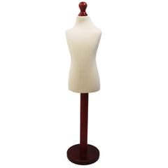 Children Kids Age 2-4 Years Tailors Dummy Mannequin, Cream Torso Bust with a Red Wood Round Base