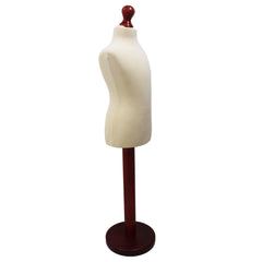 Children Kids Age 5-6 Years Tailors Dummy Mannequin, Cream Torso Bust with a Red Wood Round Base