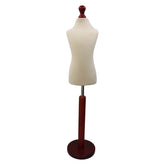 Children Kids Age 6-8 Years Tailors Dummy Mannequin, Cream Torso Bust with a Red Wood Round Base