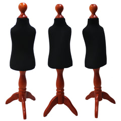 Children Kids Age 1 Tailors Dummy Mannequin, Black Torso Bust with a Red Wood Tripod Stand