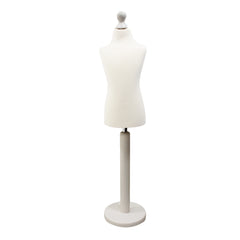 Children Kids Age 6-8 Years Tailors Dummy Mannequin, White Torso Bust with a White Wood Round Base