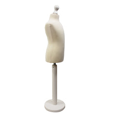 Children Kids Age 2-4 Years Tailors Dummy Mannequin, Cream Torso Bust with a White Wood Round Base