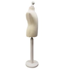 Children Kids Age 6-8 Years Tailors Dummy Mannequin, Cream Torso Bust with a White Wood Round Base