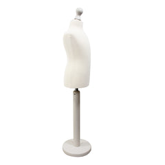 Children Kids Age 2-4 Years Tailors Dummy Mannequin, White Torso Bust with a White Wood Round Base