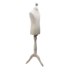Children Kids Age 2-4 Tailors Dummy Mannequin, Cream Torso Bust with a White Wood Tripod Stand