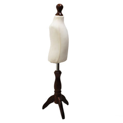 Children Kids Age 1 Tailors Dummy Mannequin, Cream Torso Bust with a Dark Wood Tripod Stand