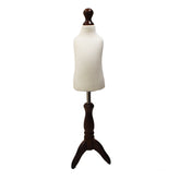 Children Kids Age 1 Tailors Dummy Mannequin, Cream Torso Bust with a Dark Wood Tripod Stand
