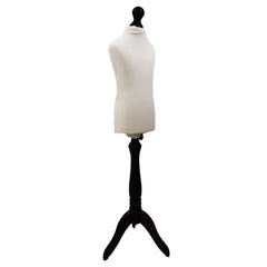 Children Kids Age 2-4 Tailors Dummy Mannequin, Cream Torso Bust with a Black Wood Tripod Stand