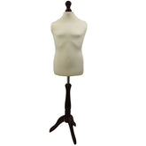 Children's Age 10-12 years Tailors Dummy Mannequin, Cream Torso Bust with a Black Wood Tripod Stand
