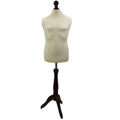 Children's Age 10-12 years Tailors Dummy Mannequin, Cream Torso Bust with a Black Wood Tripod Stand