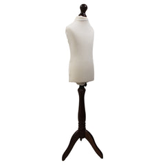 Children Kids Age 2-4 Tailors Dummy Mannequin, Cream Torso Bust with a Dark Wood Tripod Stand