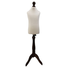 Children Kids Age 2-4 Tailors Dummy Mannequin, Cream Torso Bust with a Dark Wood Tripod Stand