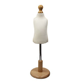 Children Kids Age 1 year Tailors Dummy Mannequin, Cream Torso Bust with a Light Wood Round Base