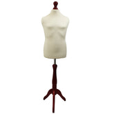 Children's Age 10-12 years Tailors Dummy Mannequin, Cream Torso Bust with a Red Wood Tripod Stand