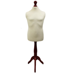 Children's Age 10-12 years Tailors Dummy Mannequin, Cream Torso Bust with a Red Wood Tripod Stand