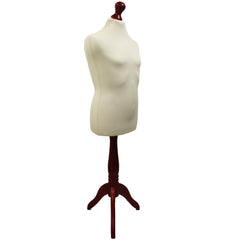 Children's Age 10-12 years Tailors Dummy Mannequin, Cream Torso Bust with a Red Wood Tripod Stand