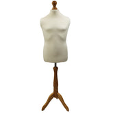 Children's Age 10-12 years Tailors Dummy Mannequin, Cream Torso Bust with a Light Wood Tripod Stand