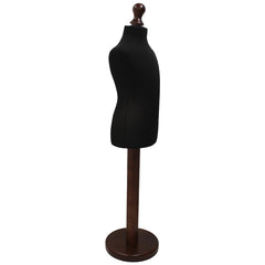 Children Kids Age 2-4 Years Tailors Dummy Mannequin, Black Torso Bust with a Dark Wood Round Base