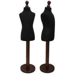 Children Kids Age 2-4 Years Tailors Dummy Mannequin, Black Torso Bust with a Dark Wood Round Base