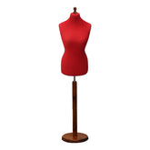 Display Guru Female Uk Size 6/8 Dressmakers Tailors Dummy Mannequin , Red Torso Bust with Dark Wood Round Base