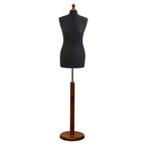 Display Guru Female Uk Size 8/10 Dressmakers Tailors Dummy Mannequin , Black Torso Bust with Dark Wood Round Base