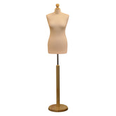Display Guru Female Uk Size 10/12 Dressmakers Tailors Dummy Mannequin , Cream Torso Bust with Light Wood Round Base