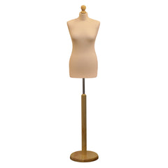 Display Guru Female Uk Size 10/12 Dressmakers Tailors Dummy Mannequin , Cream Torso Bust with Light Wood Round Base