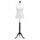 Display Guru Female Uk Size 18/20 Dressmakers Tailors Dummy Mannequin, White Torso Bust With Black Wood Tripod Stand