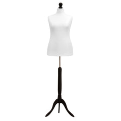 Display Guru Female Uk Size 18/20 Dressmakers Tailors Dummy Mannequin, White Torso Bust With Black Wood Tripod Stand