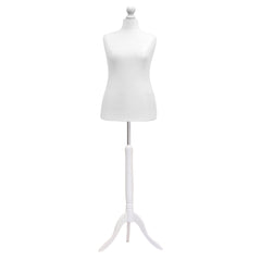 Display Guru Female Uk Size 18/20 Dressmakers Tailors Dummy Mannequin, White Torso Bust With White Wood Tripod Stand