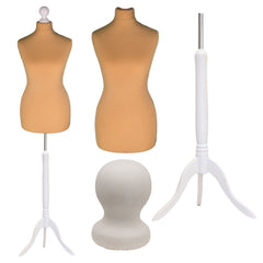 Display Guru Female Uk Size 18/20 Dressmakers Tailors Dummy Mannequin, Gold Torso Bust With White Wood Tripod Stand