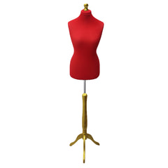 Display Guru Female Uk Size 12/14 Dressmakers Tailors Dummy Mannequin, Red Torso Bust With Gold Wood Tripod Stand