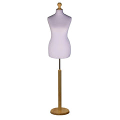 Display Guru Female Uk Size 18/20 Dressmakers Tailors Dummy Mannequin Silver Torso Bust with Light Wood Round Base