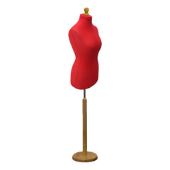 Display Guru Female Uk Size 10/12 Dressmakers Tailors Dummy Mannequin , Red Torso Bust with Light Wood Round Base