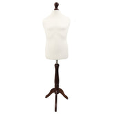 Male Children's Age 10-12 years Tailors Dummy Mannequin, White Torso Bust with a Dark Wood Tripod Stand