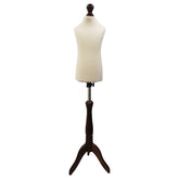 Children Kids Age 2-4 Tailors Dummy Mannequin, Cream Torso Bust with a Dark Wood Tripod Stand