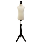 Children Kids Age 2-4 Tailors Dummy Mannequin, Cream Torso Bust with a Black Wood Tripod Stand
