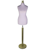Display Guru Female Uk Size 12/14 Dressmakers Tailors Dummy Mannequin , Silver Torso Bust with Gold Wood Round Base
